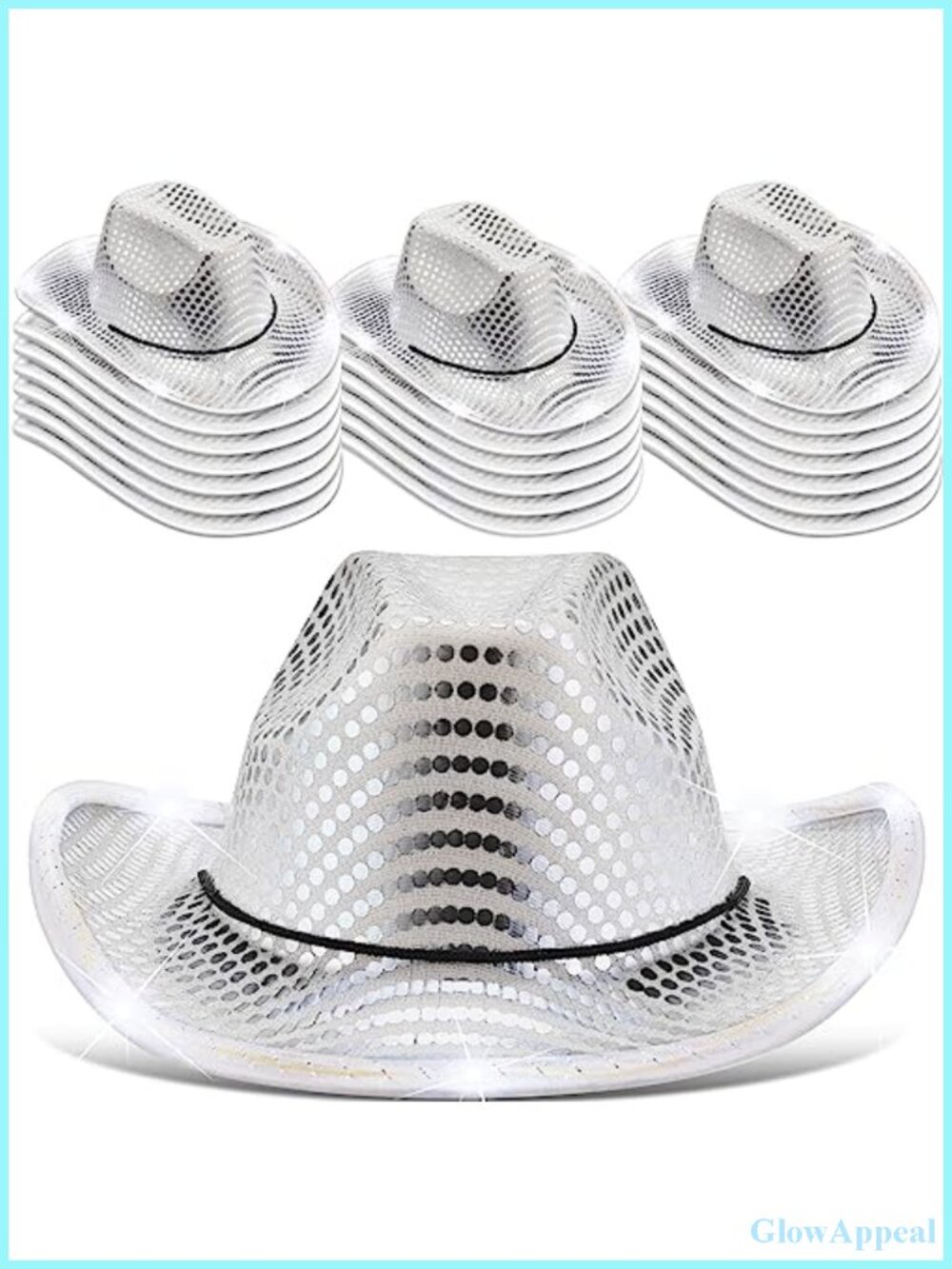 LED Flashlight Cowboy Hat for Women Western Party Costume